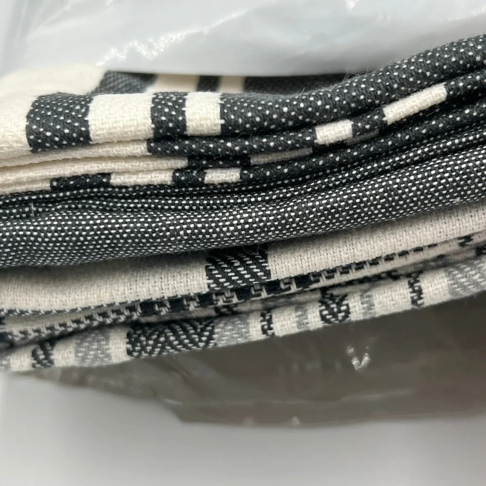 DII Woven Dishtowels Set of 5 Gray Plaid Stripe CAMZ36925 New